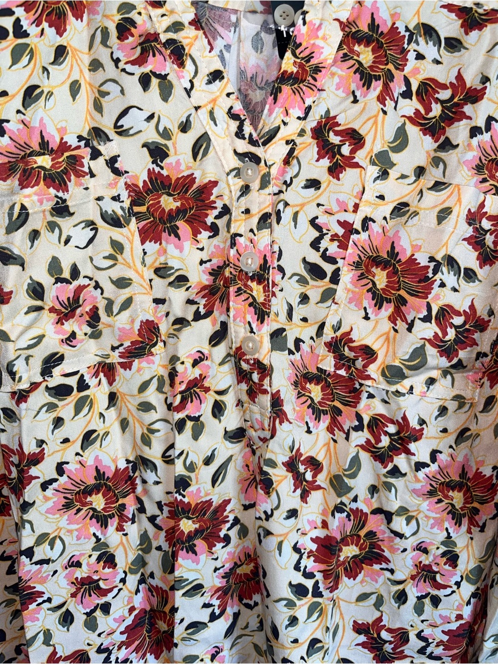 NWT Torrid Harper Floral Button Front Blouse Yellow Pink 2X 18 20 - Picture 4 of 7